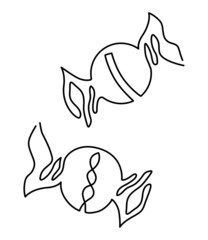 Candy in a wrapper. Continuous line drawing. Vector illustration