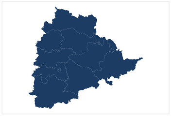 telangana state district map of india illustration