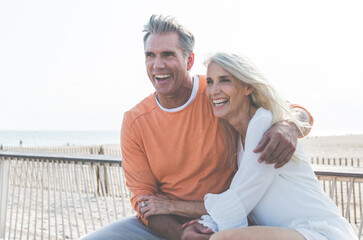 Happy senior couple spending time at the beach. Concepts about love,seniority and people