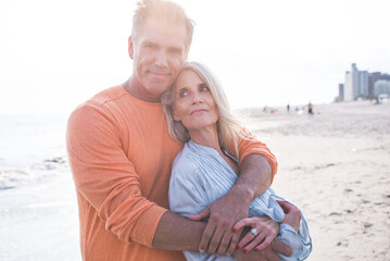 happy senior couple spending time at the beach. Concepts about love,seniority and people