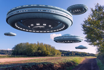 Fototapeta na wymiar 3d render. UFO spaceship concept