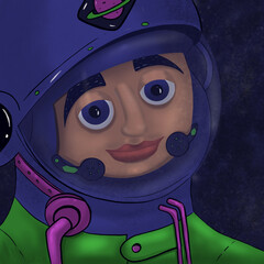astronaut in a spacesuit in outer space illustration