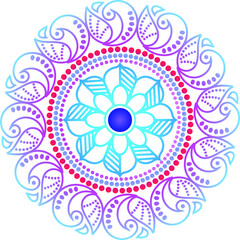 Embroidery. Embroidered dotted elements,  flowers, and leaves in vintage style on a white background. Stock vector illustration