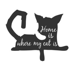 Cat Hand drawn typography poster. Conceptual handwritten phrase Hand lettered calligraphic design. Inspirational Vector illustration