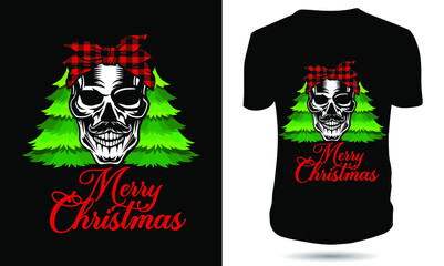 Skull christmas tshirt design merry christmas