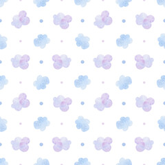 Watercolor seamless pattern. Children's illustration. Cute clouds. Ideal for textiles, wallpaper, design, packaging.