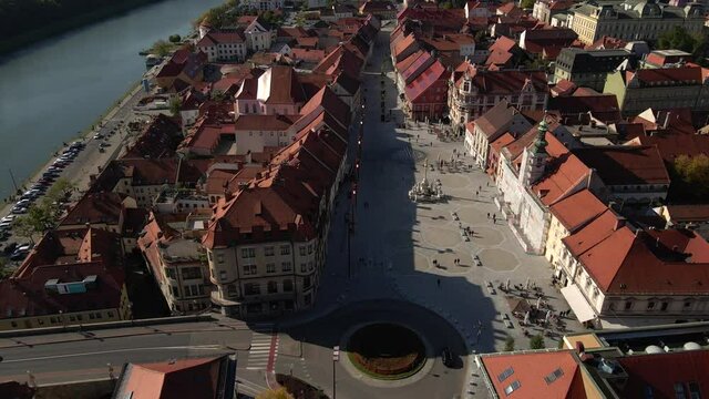 Glavni Trg in Maribor, Slovenia by Drone