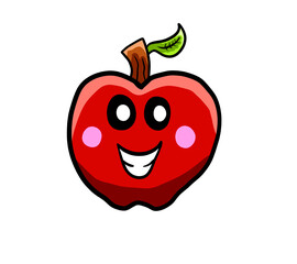 Stylized Cartoon Happy Red Apple