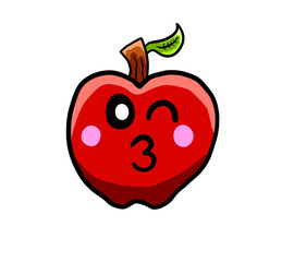 Stylized Cartoon Flirty Red Apple
