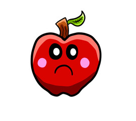 Stylized Cartoon Sad Red Apple