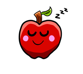Stylized Cartoon Sleeping Red Apple