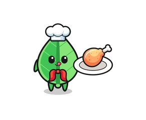 leaf fried chicken chef cartoon character