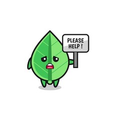 cute leaf hold the please help banner