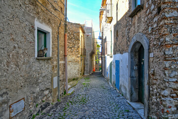 Fototapeta na wymiar A narrow street in Capaccio, a small village of the province of Salerno, Italy.