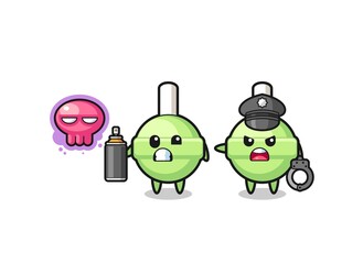 lollipop cartoon doing vandalism and caught by the police