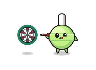 cute lollipop is playing dart