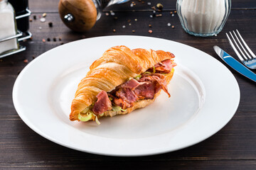 croissant with bacon french breakfast