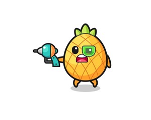 cute pineapple holding a future gun