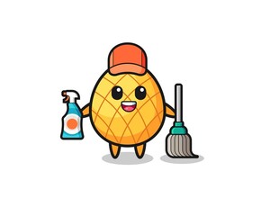 cute pineapple character as cleaning services mascot