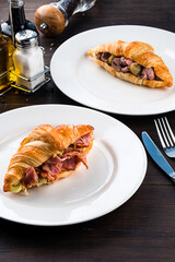 croissant with bacon french breakfast