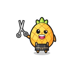 pineapple character as barbershop mascot