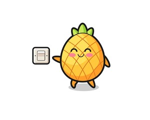 cartoon pineapple is turning off light