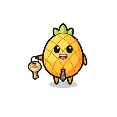 cute pineapple as a real estate agent mascot