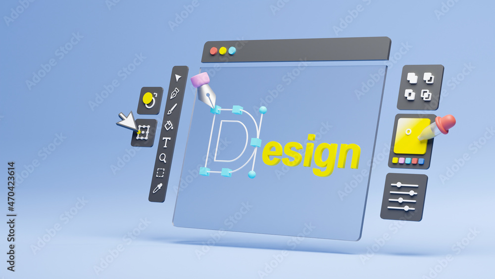 Fototapete graphic designer creative creator design logo artwork curve pen tool illustration equipment icons di