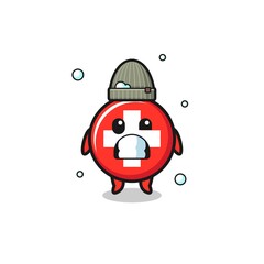 cute cartoon switzerland with shivering expression