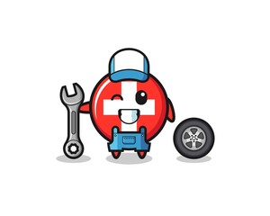 the switzerland character as a mechanic mascot