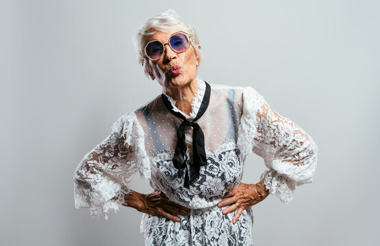 image of a beautiful and elegant old woman