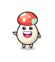 happy mushroom cute mascot character