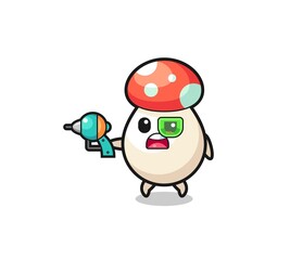 cute mushroom holding a future gun