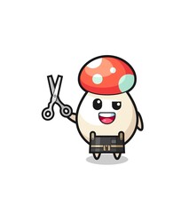 mushroom character as barbershop mascot