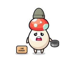 cute mushroom beggar cartoon character