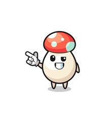 mushroom mascot pointing top left