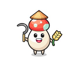 mushroom Asian farmer holding paddy