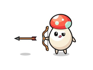 illustration of mushroom character doing archery