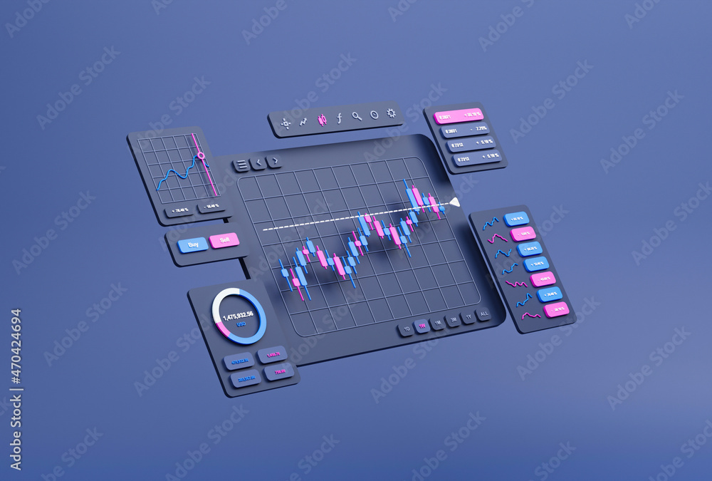 Poster financial business investment stock market forex crypto currency trading candlestick data profits an