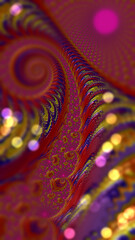 Digitally designed abstract 3D fractal background with bokeh optik