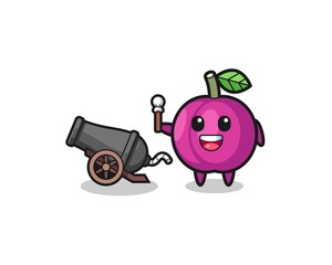 cute plum fruit shoot using cannon