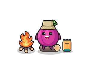 camping illustration of the plum fruit cartoon