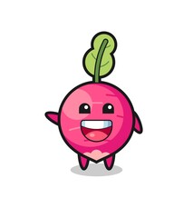 happy radish cute mascot character