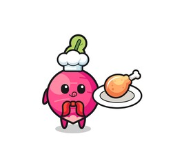 radish fried chicken chef cartoon character