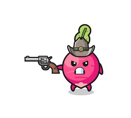 the radish cowboy shooting with a gun