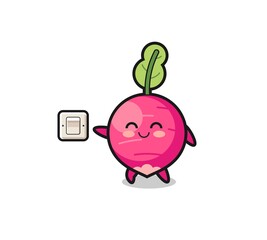 cartoon radish is turning off light