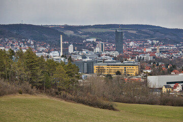 Blick auf die Innenstadt von Jena, Thüringen, Saale Tal, Deutschland