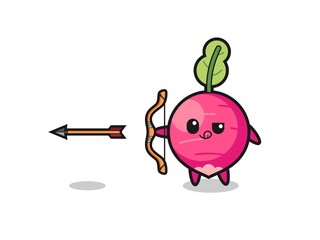 illustration of radish character doing archery