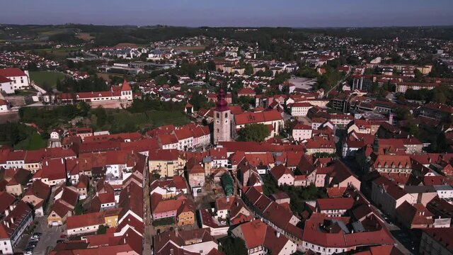 Aerial View of Ptuj, Slovenia by Drone