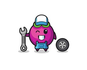 Fototapeta premium the mangosteen character as a mechanic mascot